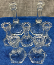 Homco Vintage Clear Glass Candle Holder Set of 7 Peg Votive Sconce 4&quot; and 6.5&quot; - £14.50 GBP