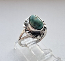 Native American 925 Sterling Silver 9x7 Mm. Turquoise Ring Size 5.75 - $68.31