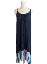YaYa Club Womens Navy Blue Tie Dye Scoop Neck Summer Maxi Dress Cover Up Sz S - £7.77 GBP