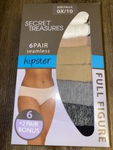 Secret Treasures ~ 8-Pair Women&#39;s Hipster Underwear Panties Seamless ~ 0X/10 - £15.23 GBP