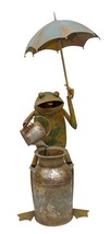 Frog with Umbrella Fountain 22&quot;L x 53.75&quot;H Iron - £260.04 GBP