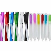 12 Pack Nail File With Case Crystal Glass Fingernail Files Double Sided Manicure - £11.60 GBP