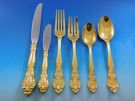 Vivaldi by Alvin Sterling Silver Flatware Set For 6 Service 72 pcs Vermeil Gold - $4,900.50