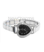 Heart Black Italian Charm Bracelet Watch - Quartz Movement - WW212 black - $306.53 MXN