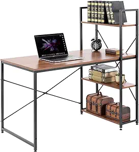 Wood And Metal Industrial Home Office Computer Desk With Bookshelves, Ch... - $239.99