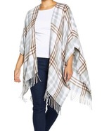 Three Dots ~ Cashmere Blend Wrap ~ Fringe ~ One Size ~ LOUSIA PLAID GREY - $70.16 CAD