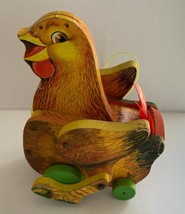 Fisher Price Cackling Hen Wood Pull Toy  #123 1966 - £51.00 GBP