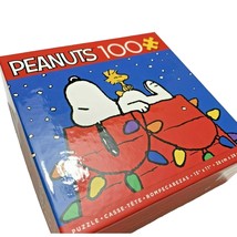 Peanuts Jigsaw Puzzle 15x11 Snoopy Woodstock Christmas Lights Dog 100 Piece New - £9.40 GBP