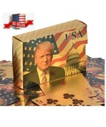 NEW Donald Trump Gold Foil Waterproof Plastic Playing Poker Deck Game Ca... - $7.95