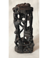 Vintage Hand Carved Ebony Wood Makonde Tree of Life Sculpture 9.25&quot; - £57.82 GBP