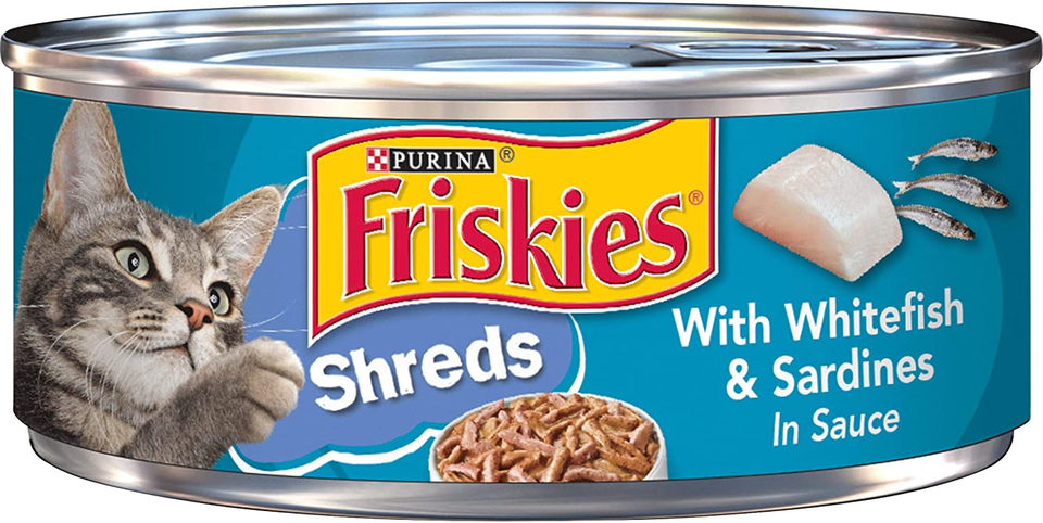 Primary image for Purina Friskies Wet Cat Food, Shreds with Whitefish  - (Pack of 24) 5.5 Oz. Cans