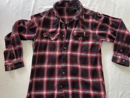 Field &amp; Stream Heavy Thick Flannel Shirt Dark Red, Cream Tones Size Medium VG - £15.34 GBP