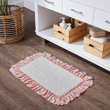 Annie Buffalo Check Farmhouse 20&quot;X30&quot; Bathmat Pink Ruched Ruffle Cot - $96.31 CAD