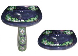 Mexican Talavera Pedestal Sink Handcrafted Ceramic - Lilies - - $16,842.45 MXN