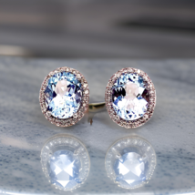 Natural Aquamarine Diamond Stud Earrings 14k WG 5.46 TCW Certified $5,950 121115 - £1,879.12 GBP