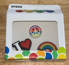 CROCS Jibbitz Charms 3 PACK FEEL THE LOVE: Rainbow, Peace , Heart New In... - $201.15 MXN