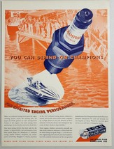 1938 Print Ad Champion Spark Plugs Outboard Race Boat Miss Ricochet VII - £12.01 GBP