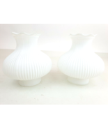 Set of 2 6&quot; Grooved Frosted Fluted Glass Light Shades VTG Bell Replacement - €68,78 EUR