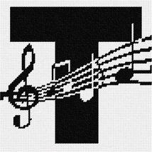 Pepita Needlepoint Canvas: Letter T Music Notes, 7&quot; x 7&quot; - £39.70 GBP+