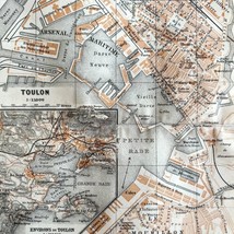 Map Toulon Southern France Rare 1914 Lithograph WW1 Era WHBS - £39.53 GBP