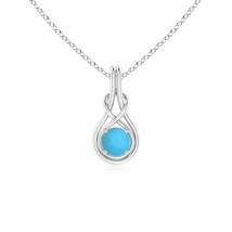 5mm Round Turquoise Solitaire Infinity Knot Pendant in Silver - £217.50 GBP