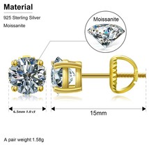 6.51.0 Carats Top Quality Sparkling Moissanite Earrings For Women 100% 925 Sterl - £51.15 GBP