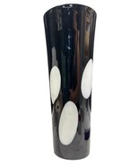 Vtg Black &amp; White Glass Vase Abstract Circle Handcrafted Polished Shiny ... - $5,616.47 MXN