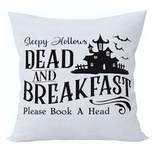 Sleepy Hollows Dead &amp; Breakfast Hocus Pocus Decorative Throw Pillow Case Cover - £11.37 GBP