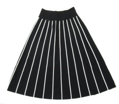 NWT J.Crew A-line Midi in Black Ivory Contrast Piping Striped Sweater Skirt L - £55.72 GBP