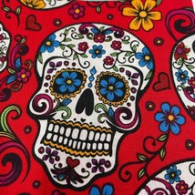 Red Skulls Print Cotton Fabric Fat Quarter - £7.07 GBP