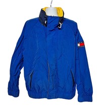 Vintage 90s Tommy Hilfiger Windbreaker Jacket XXL Blue Zip Up Flag Spell Out - £83.50 GBP