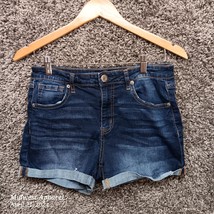 Aeropostale Shorts Women 10 Blue High Waisted Midi Cuffed Summer Outdoor - $244.23 MXN