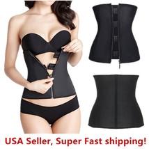 Women&#39;s Zipper &amp; Hook Hourglass Latex Waist Trainer Cinchers Corset Body... - £13.44 GBP+