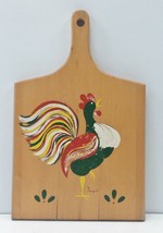 Vintage Wooden Cutting Board Rooster Hand Painted by Margaret One Side Signed - £7.44 GBP