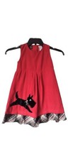 So La Vita Red Corduroy Black Poodle Sleeveless Jumper Dress Sz 5 Plaid ... - $11.87