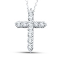 3.25CT Round Cz Created Diamond Religious Cross Necklace in 14k White Gold Over - £56.31 GBP