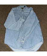 Vintage Gap Jeans Men&#39;s Blue Denim Pocket Faded Light Wash Shirt Size Me... - $21.49