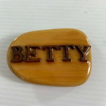 Wood Belt Buckle Betty Wooden Name Western Rodeo Lacquered 3.5&quot; - $14.85