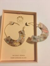 C &amp; C California 14K Gold Vermeil Over Sterling Silver Earrings Light New  - $48.51