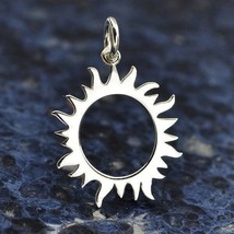 Sterling Silver Eclipse Charm - Sun Charm 22x15mm - £12.11 GBP