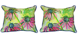 Pair of Betsy Drake Cone Flowers Large Pillows - £71.21 GBP