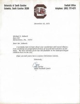 Coach Jim Carlen Signed 1975 Typed Letter South Carolina - £184.67 GBP