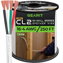 GearIT 16/4 Speaker Wire (250 Feet) 16AWG Gauge - Fire Safety in Wall Rated Audi - £164.65 GBP