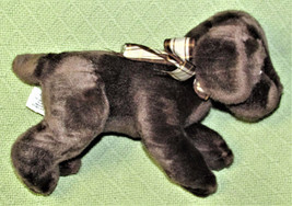 Tri Russ Chocolate Lab 12&quot; Puppy Dog Plush Brown Stuffed Toy Animal Plaid Bow - £7.55 GBP