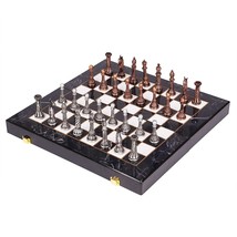 Retro Metal Chess Set For Adults And Kids  Marbling Chess Board With Che... - £87.91 GBP