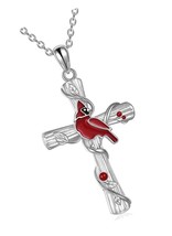 Red Cardinal Pendant Necklace S925 Sterling Silver - $183.03