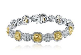 9CT Lujo Amortiguador Elegante Luz Diamante Amarillo Mujer Pulsera 14k Blanco - £41,211.79 GBP