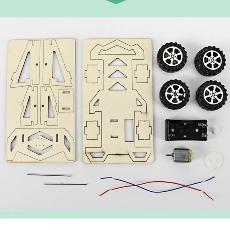 DIY science and technology racing car, invention  manual assembly wood - £12.34 GBP