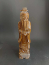 Vintage Confucius Statue Chinese Hand Carved Wood Philosopher Thinker 12&quot; - £11.80 GBP