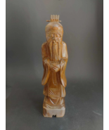 Vintage Confucius Statue Chinese Hand Carved Wood Philosopher Thinker 12&quot; - £11.64 GBP